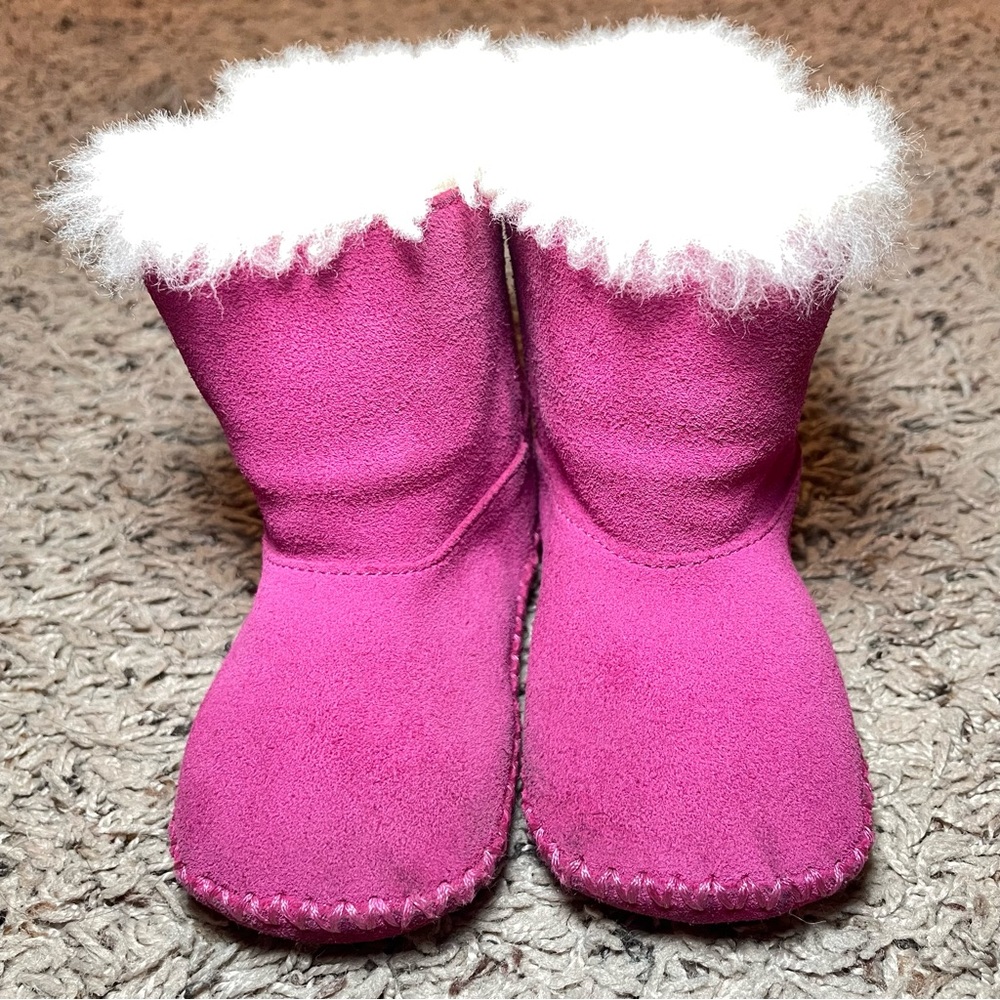 UGG Pink Kids Boots with White Fur